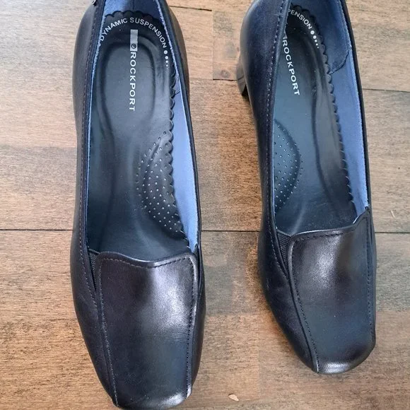 Rockport | Shoes | Rockport Women Dress Leather Shoes With Heel 65 Medium  Dynamic Suspension Navy | Poshmark